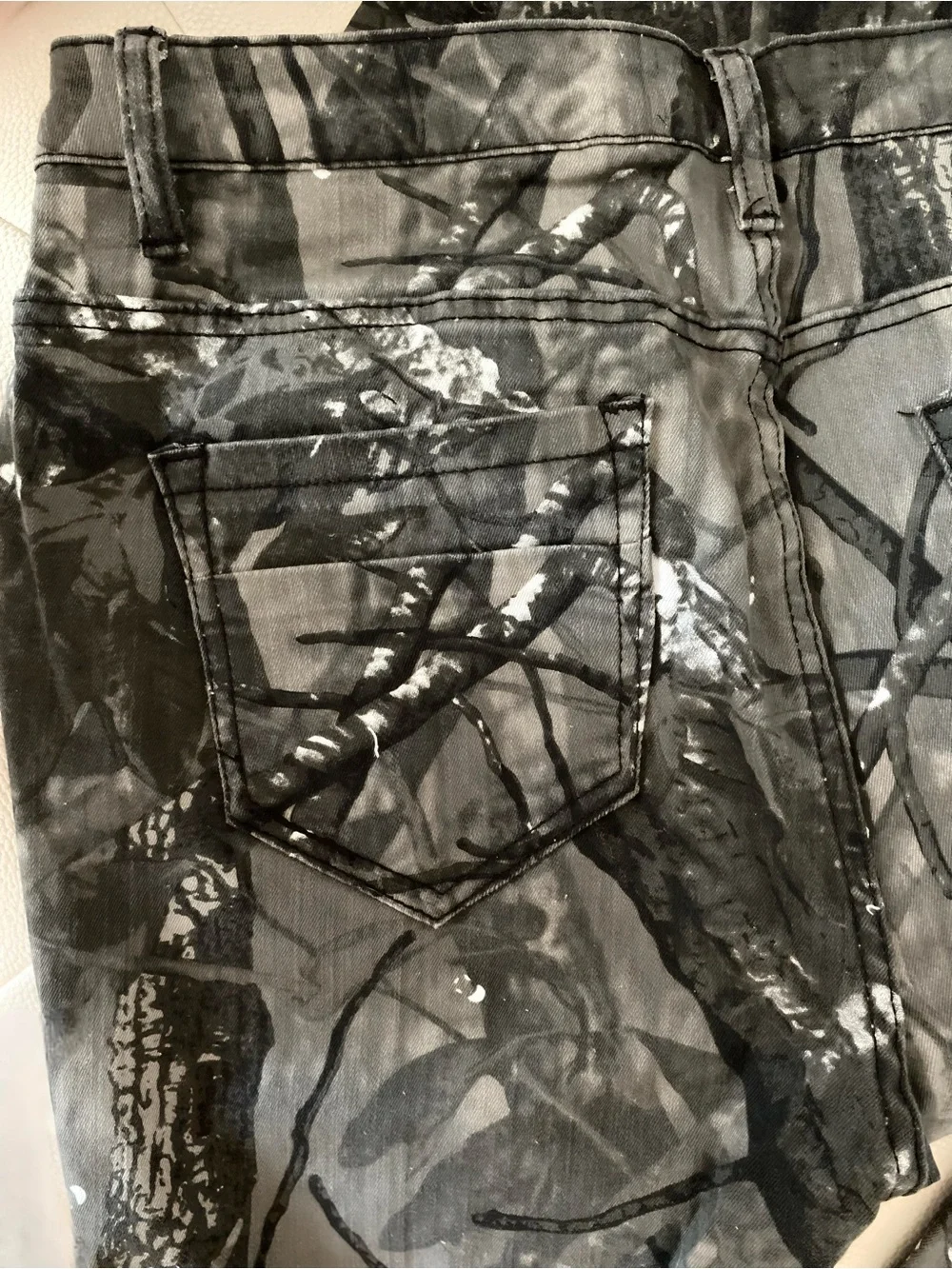 Fashion Nova Black & Gray Camo Bootcut Jeans